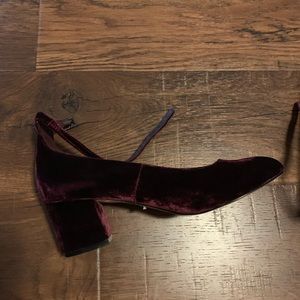 Velvet purple block heels!